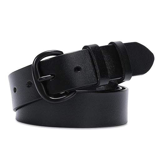 WHIPPY Women Leather Belt for Jeans Pants Dresses Ladies Waist Belt with Black Buckle M - Image 1