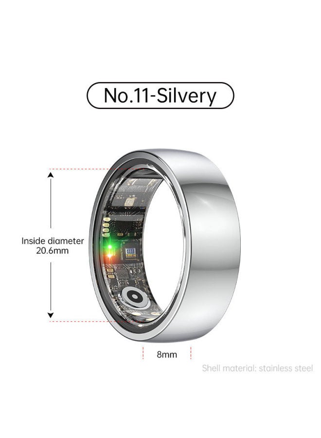 R1000 Stainless Steel Smart Ring Waterproof Pressure Sleep Heart Rate Step Number Monitoring Multiple Exercise Modes-Color:No. 11 Silver - Image 1
