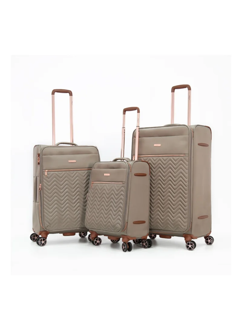 AMERICAN FLYER Softside Luggage Trolley Bag 3 Pieces Set,Khaki (S-20",M-24",L-28")