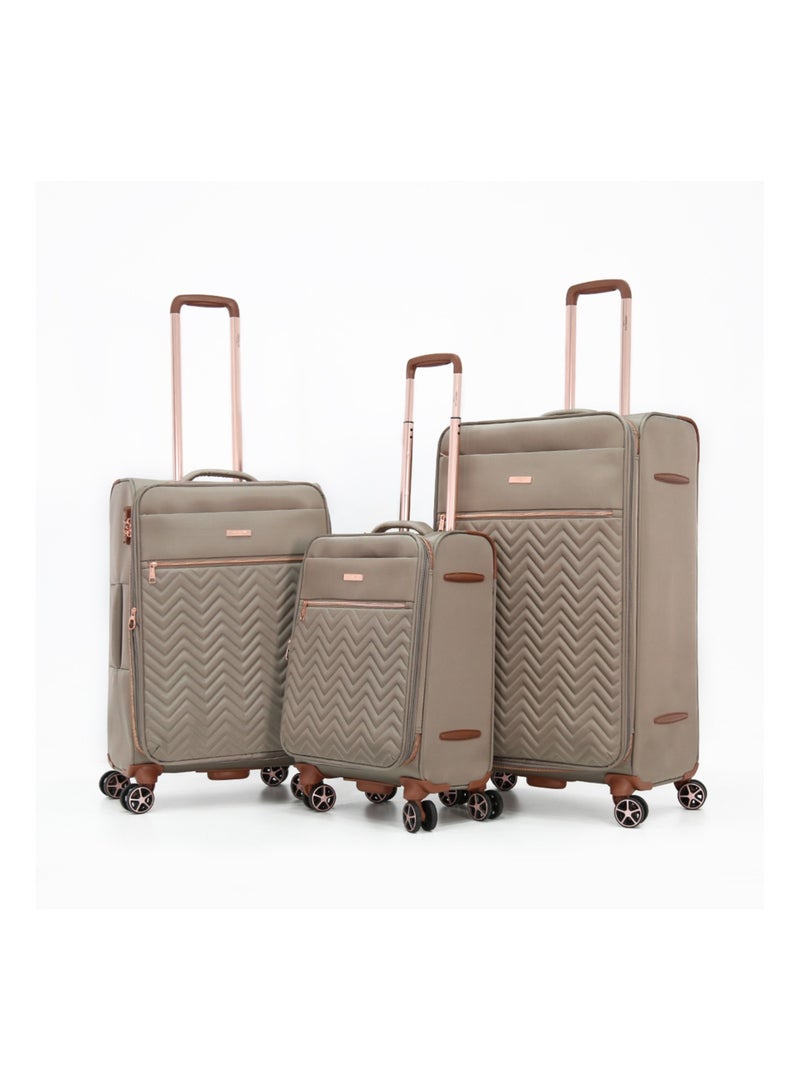 AMERICAN FLYER Softside Luggage Trolley Bag 3 Pieces Set,Khaki (S-20",M-24",L-28") - Image 1