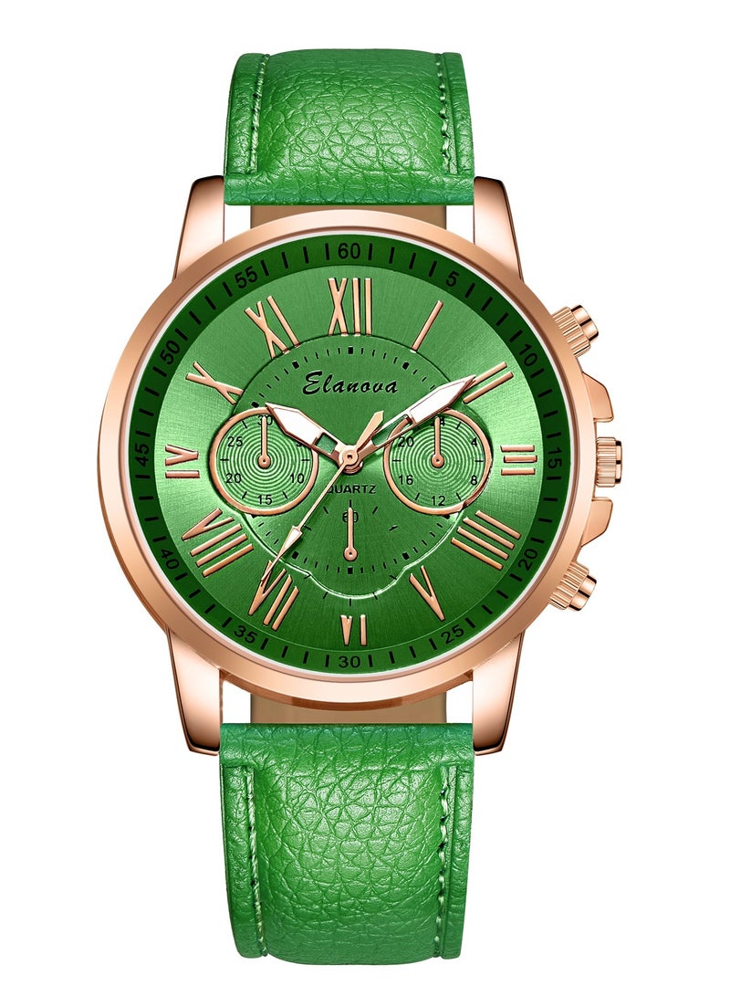 Elanova Leather Analog Wrist Watch