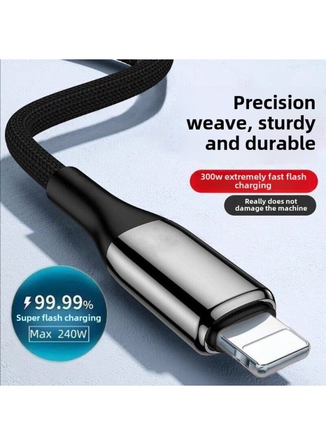 300W Braided Flash Charging Typec Data Cable For Huawei VIVO Millet Glory OPPO Mobile Phone Charging Line 10A-Color:15-core Optical Fiber Flash Charging * Triple Braided  Suitable For Apple - 2.0m : Add 168 Copper * Charging Faster And More Protective Machine  - Image 2