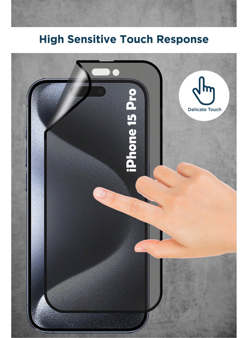 Generic Privacy Matte Ceramic Glass Screen Protector For iPhone 15 Pro- Black