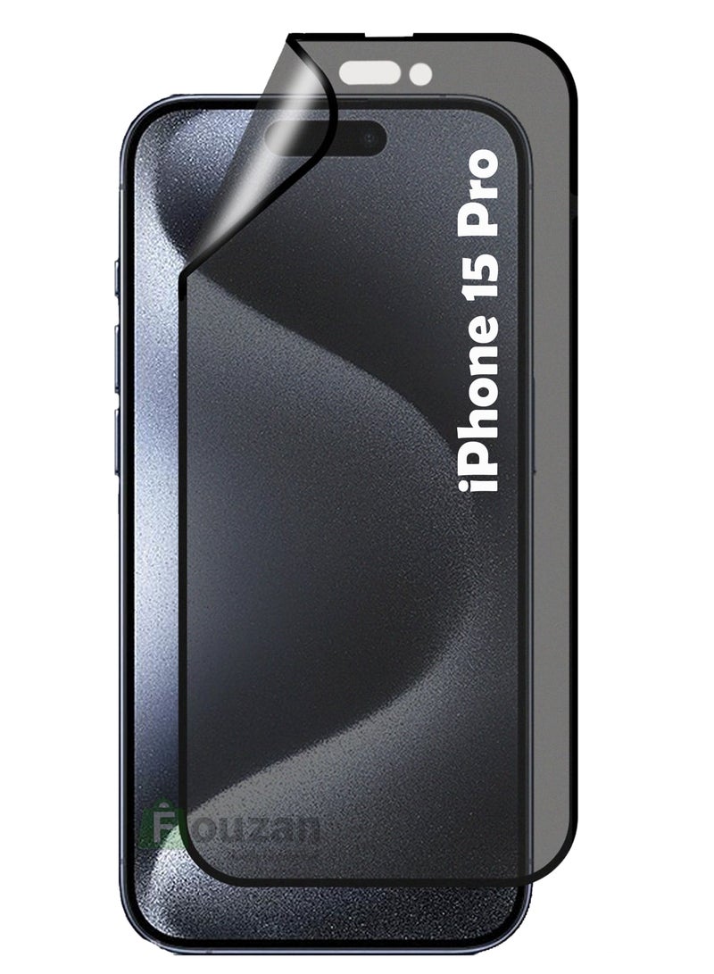 Generic Privacy Matte Ceramic Glass Screen Protector For iPhone 15 Pro- Black