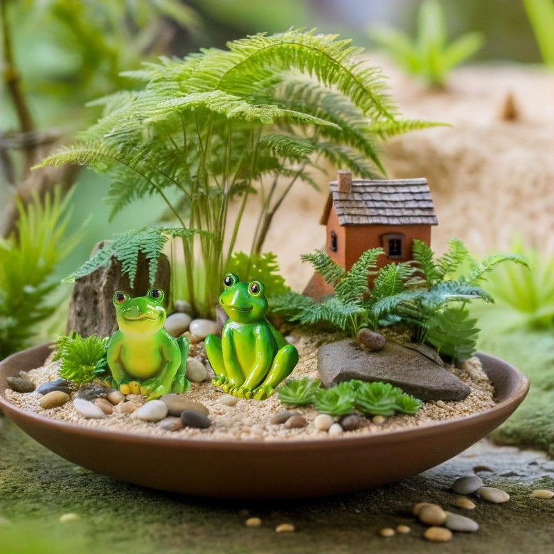 4 Miniature Frog Figurines Resin Decor For Micro Landscape Bonsai Garden Outdoor Patio - Image 5