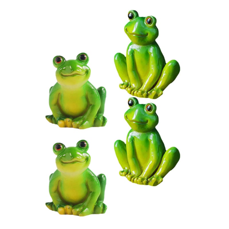 4 Miniature Frog Figurines Resin Decor For Micro Landscape Bonsai Garden Outdoor Patio - Image 2