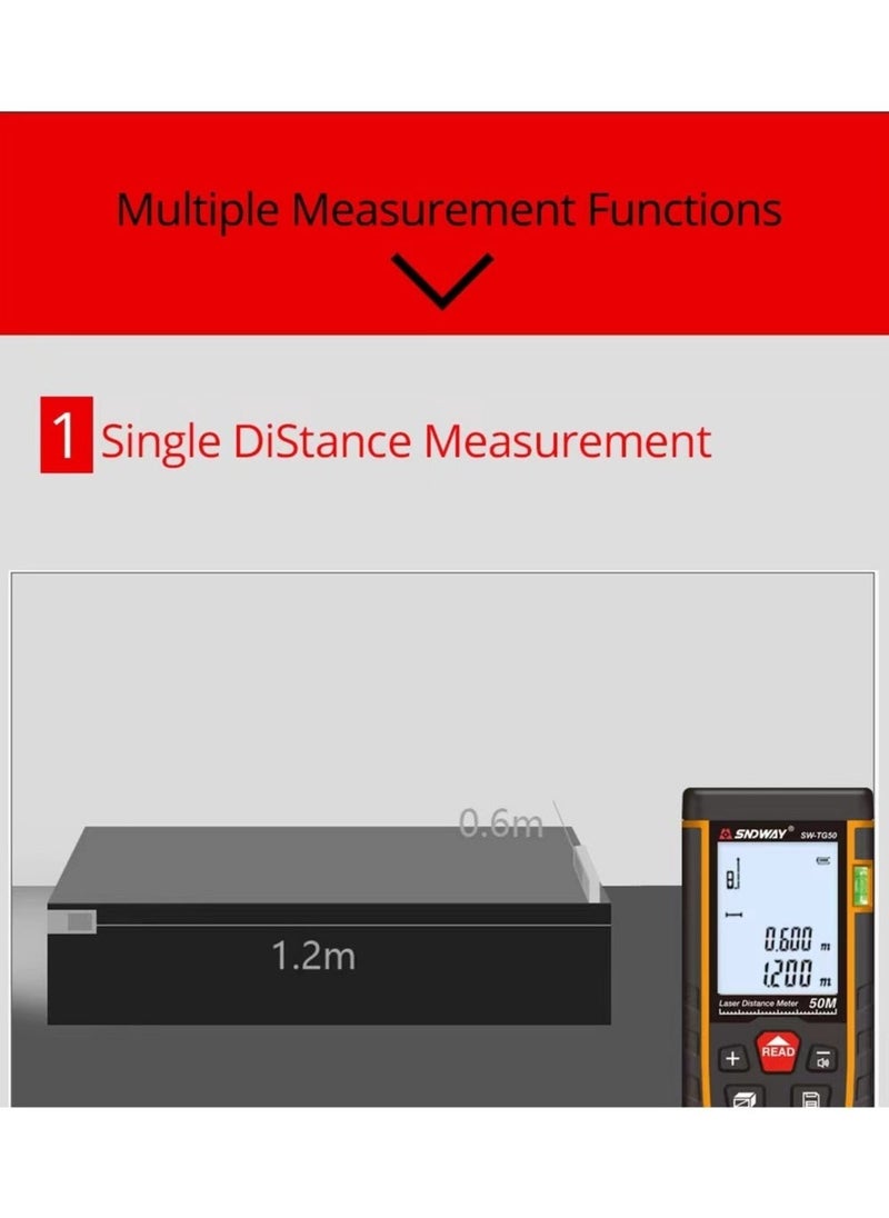 Generic - Sndway Laser Distance Meter Digital Trena Laser Tape Range Finder Build Measure Device Electronic Ruler Laser Tape Measure Roulette - Image 1