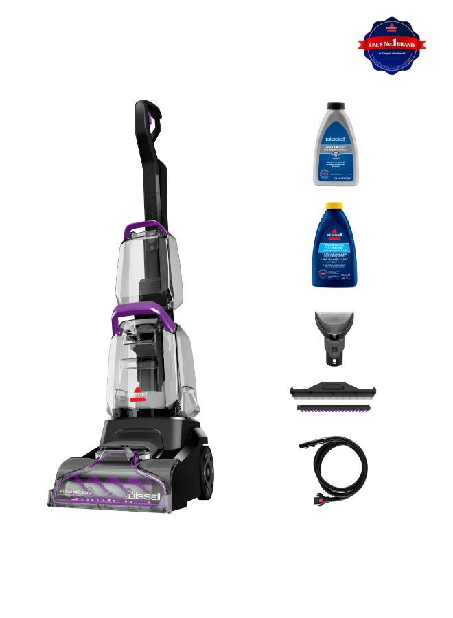 Bissell TurboClean PowerBrush 4085K – Carpet Cleaner with 4-Row Brushroll, Powerful Suction, 2.1m Hose & 10cm Stain Tool, Compact, Lightweight with Wash & Protect Pro Solution | 2-Year Warranty 600 W 4058K Purple - Image 1