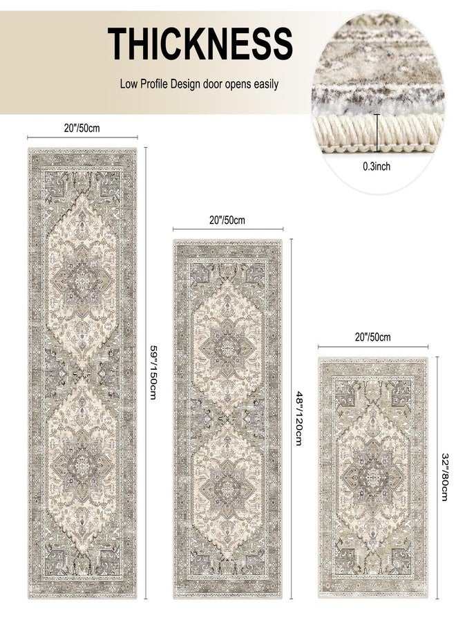 Yamaziot Boho Washable Kitchen Rugs Sets of 3, Non Slip Kitchen Mats for Floor with Rubber Backing, Waterproof & Stain Resistant Carpet Runner Throw Rug for Kitchen, Laundry Room, Hallway - Image 2