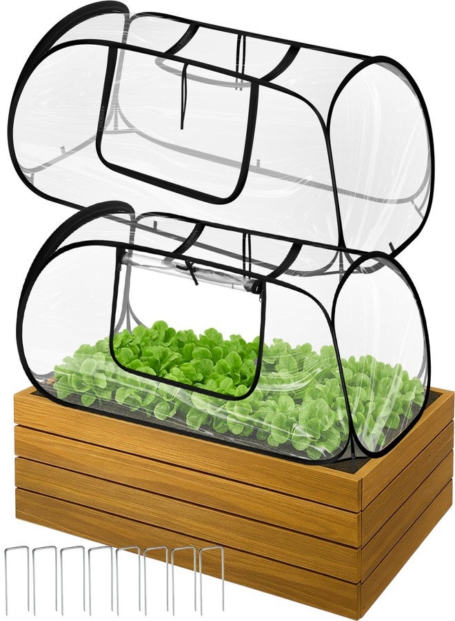 Maasechs 2 Pack Garden Covers for Raised Bed Foldable Clear PVC Greenhouse for Freeze Protection Row Plants Cover Accelerator with Zipper Door 45'' x 22'' x 16'' Protection Vegetable Fruit from Animal - Image 1