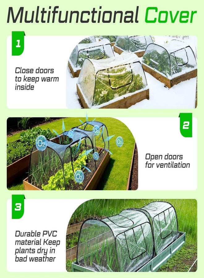 Maasechs 2 Pack Garden Covers for Raised Bed Foldable Clear PVC Greenhouse for Freeze Protection Row Plants Cover Accelerator with Zipper Door 45'' x 22'' x 16'' Protection Vegetable Fruit from Animal - Image 3