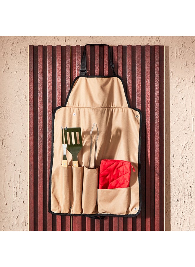 Home Box BarbeQ 5-Piece Grill Wooden Handle Tool Set 12x48x6 cm  - Image 1