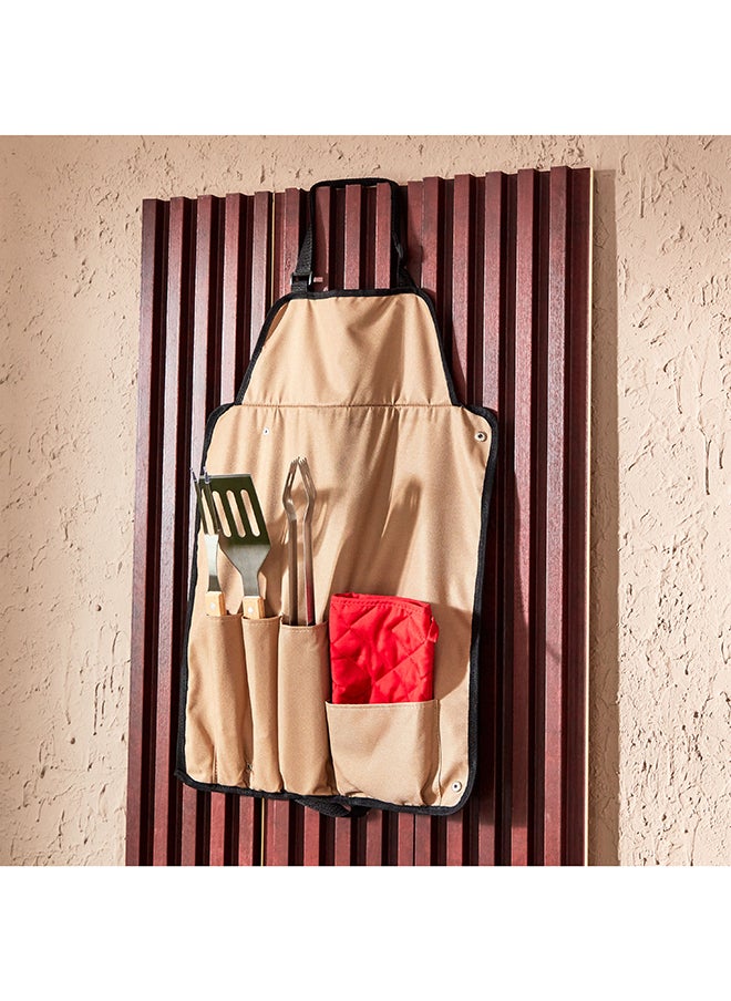 Home Box BarbeQ 5-Piece Grill Wooden Handle Tool Set 12x48x6 cm  - Image 2