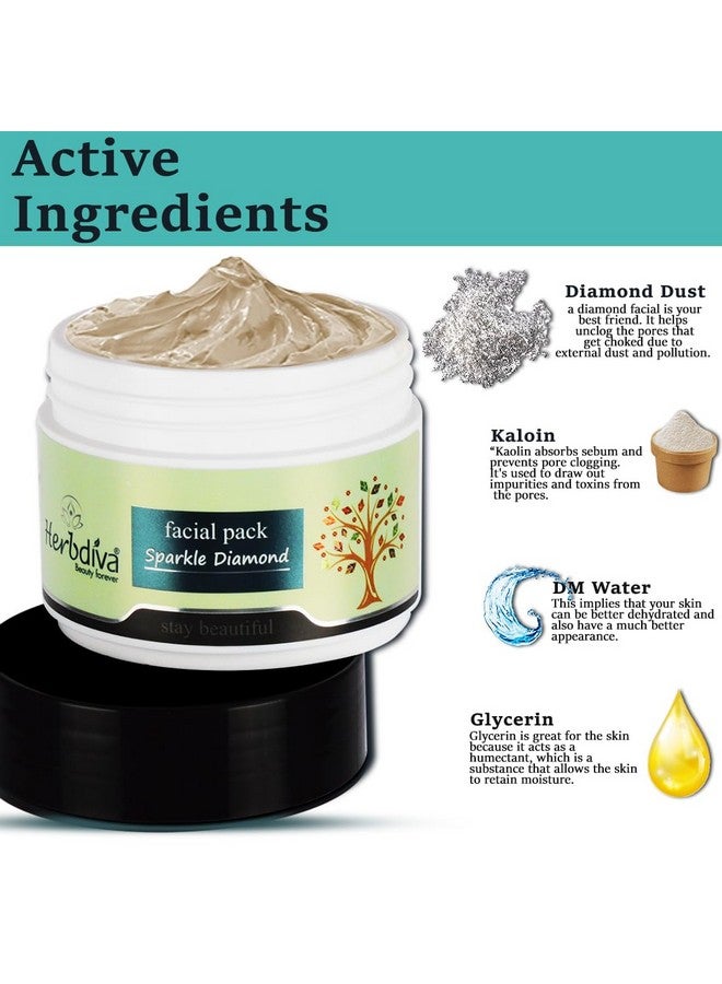 Herbdiva Sparkle Diamond Face Pack 250g, Radiance-Boosting, Hydrating, and Luxurious, Diamond Bhasma Makes Your Skin Look Delightful and Glowing, Suitable for All Skin Types - Image 3