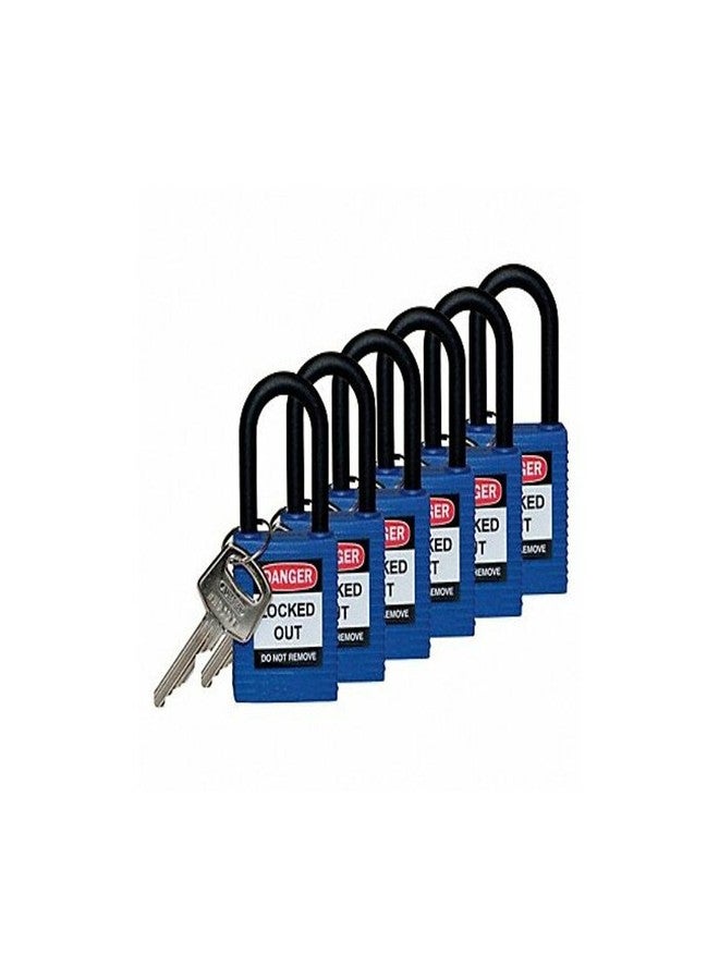 برادي أقفال أمان من النايلون الأزرق من برادي ١٢٣٣٥٢، ارتفاع ١-٣/٤ بوصة × عرض ١-١/٢ بوصة، أزرق (عبوة من ٦ قطع) - Image 1