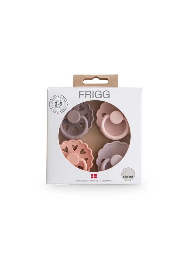 FRIGG Round Silicone Baby Pacifier 0-6M 4-Pack Sunset Bliss - Size 1