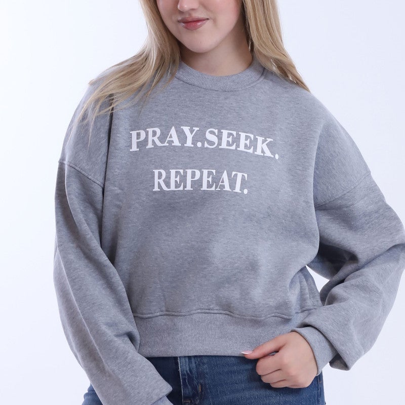 بيبو سويت شيرت نسائي استومك مطبوع _رمادي - Image 3