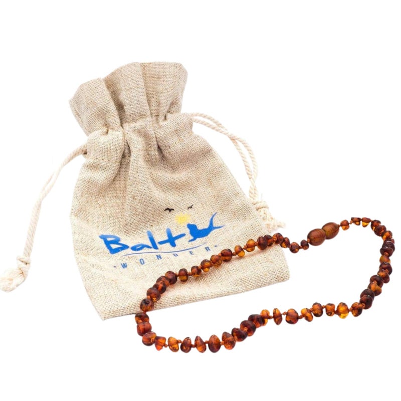 Baltic Wonder Amber Necklace (Baroque Polished Cognac) Certified as 100% Authentic Baltic Amber. - Image 1