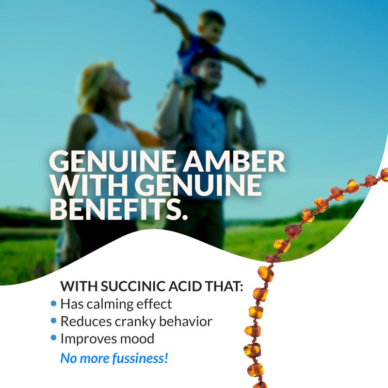 Baltic Wonder Amber Necklace (Baroque Polished Cognac) Certified as 100% Authentic Baltic Amber. - Image 3