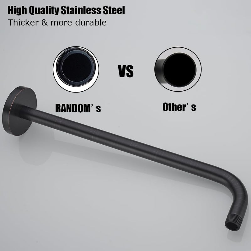Random 16 Inch Shower Arm with Flange,Stainless Steel 90 Degree Rain Shower Head Extension Arm,Wall-Mounted Shower Head Arm for Fixed Shower Head,Oil Rubbed Bronze.RD91018-16-ORB - Image 3