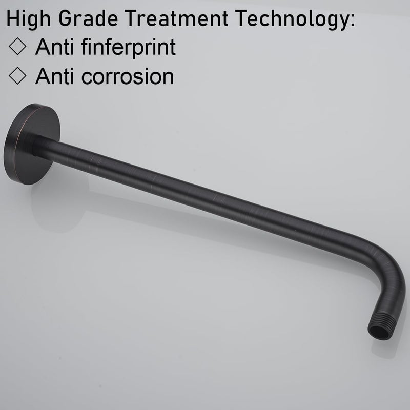 Random 16 Inch Shower Arm with Flange,Stainless Steel 90 Degree Rain Shower Head Extension Arm,Wall-Mounted Shower Head Arm for Fixed Shower Head,Oil Rubbed Bronze.RD91018-16-ORB - Image 4