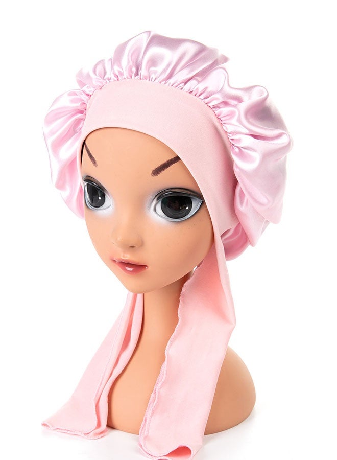 وهاواي 3 Pack Satin Bonnet with Tie Band Silk Hair Bonnet for Sleeping, Hair Sleep Bonnets for Kids, Wide Soft Band Sleep Cap for Curly Hairs Braids - Image 5