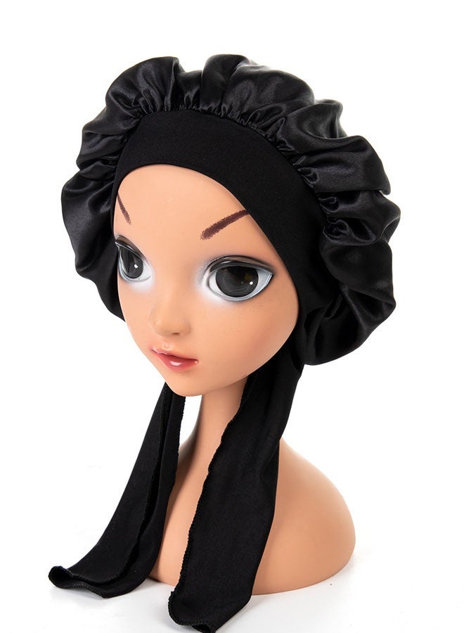 وهاواي 3 Pack Satin Bonnet with Tie Band Silk Hair Bonnet for Sleeping, Hair Sleep Bonnets for Kids, Wide Soft Band Sleep Cap for Curly Hairs Braids - Image 3