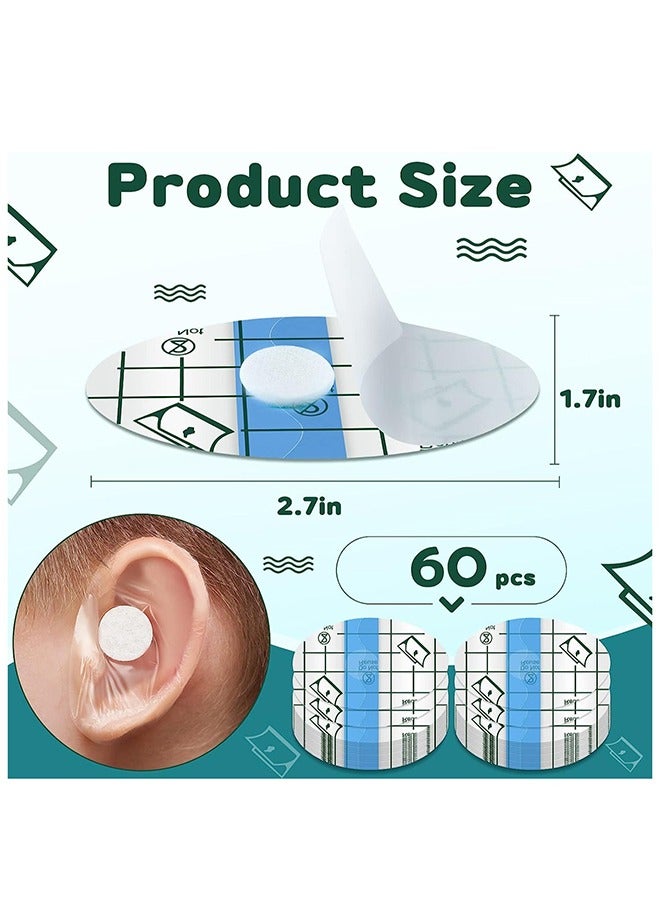 عام 60 قطعة من أغطية الأذن للاستحمام، واقيات أذن مقاومة للماء، ملصقات أذن للاستعمال مرة واحدة، سدادات أذن لحديثي الولادة، حماية أذن الطفل للحمام والسباحة وركوب الأمواج والغطس والرياضات المائية للأطفال - Image 3