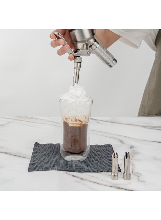 Restaurantware Whip Tek 0.5 Liter Whipped Cream Dispenser, 1 Durable Whipped Cream Maker - Cartridges Sold Separately, 3 Decorator Tips Included, Stainless Steel Whipped Cream Canister, Heavy-Duty, - Image 5