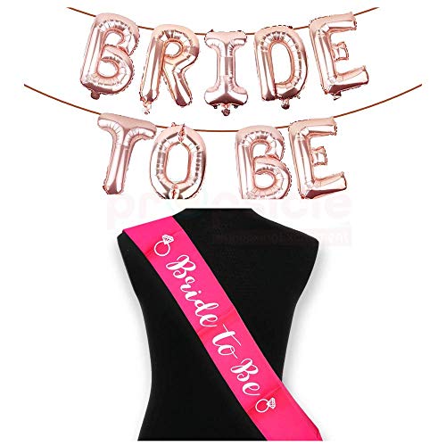 Propsicle Bachelorette Silk Sash Pack of 1 Pink Bride to Be Sash & Rose Gold Balloon Bridal Shower Theme Party Decoration Item for Spinster Party Accessories - Image 2