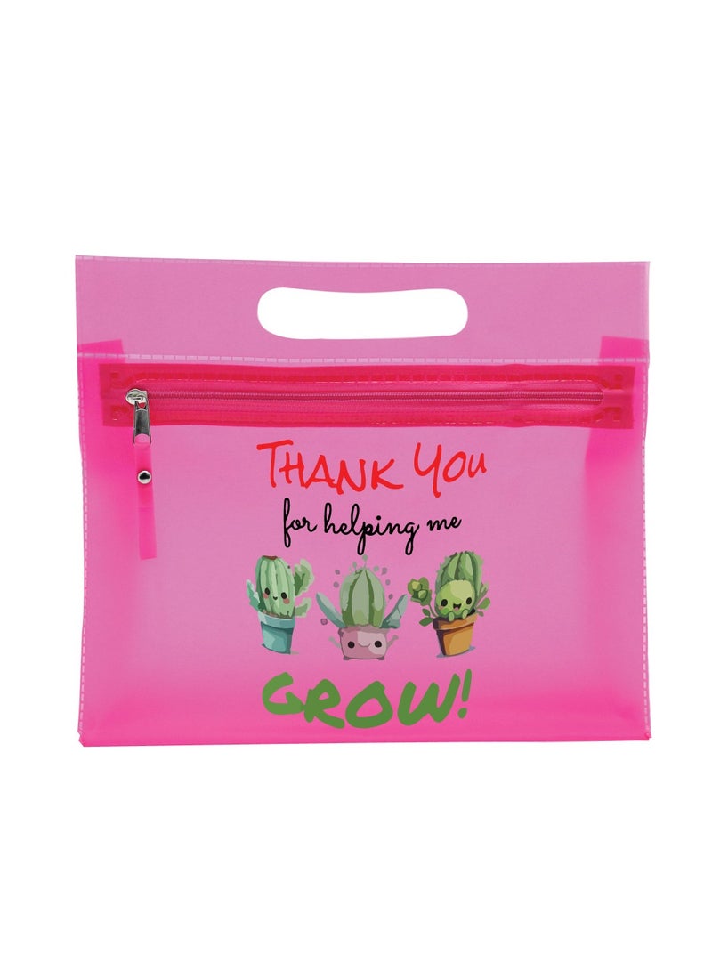 PRINTSHOP4ME Teachers Day Gift Pink Transparent Cosmetic Bag With Zipper Closure-Teacher Appreciation Gift- For Teache Gifts  - Image 1