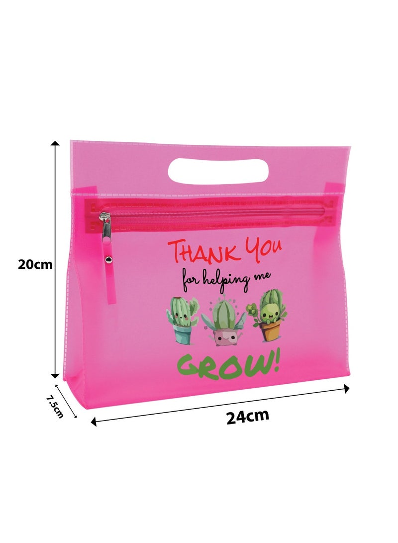PRINTSHOP4ME Teachers Day Gift Pink Transparent Cosmetic Bag With Zipper Closure-Teacher Appreciation Gift- For Teache Gifts  - Image 5