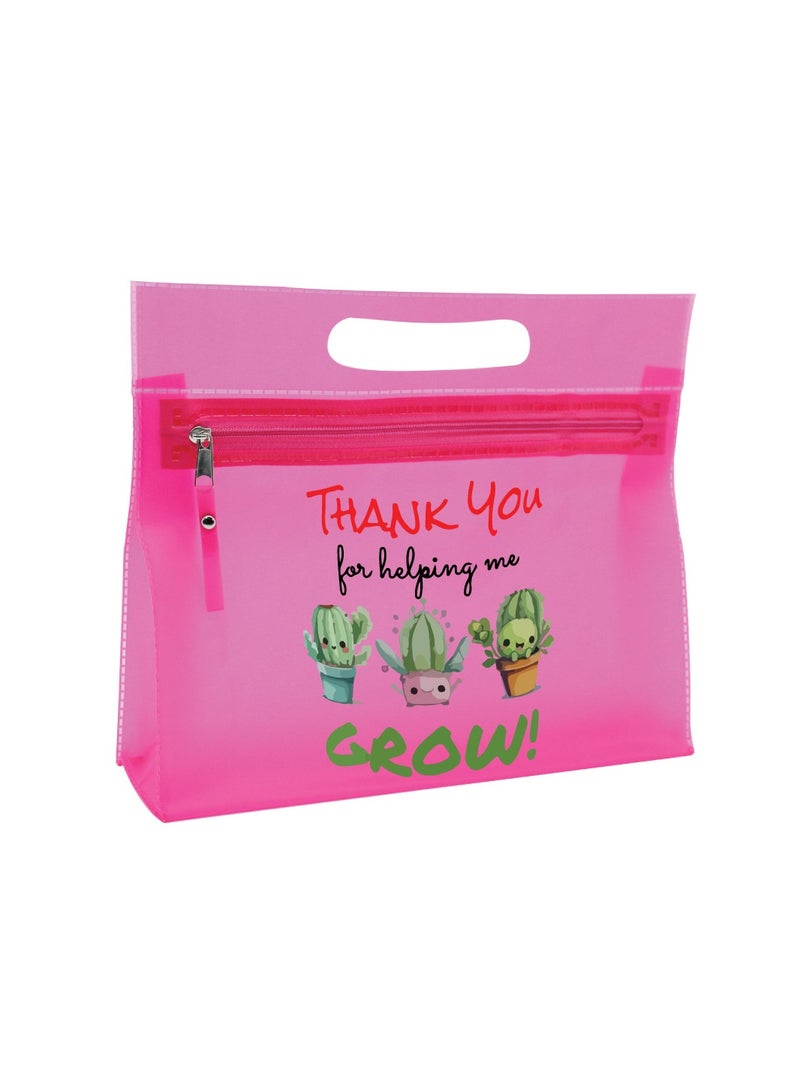 PRINTSHOP4ME Teachers Day Gift Pink Transparent Cosmetic Bag With Zipper Closure-Teacher Appreciation Gift- For Teache Gifts  - Image 2