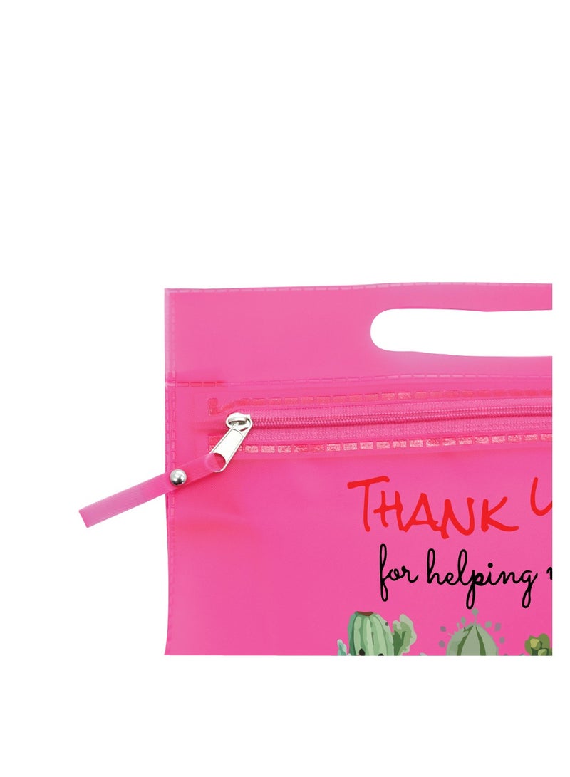 PRINTSHOP4ME Teachers Day Gift Pink Transparent Cosmetic Bag With Zipper Closure-Teacher Appreciation Gift- For Teache Gifts  - Image 4