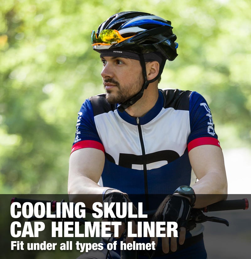 MELASA Cooling Skull Caps Helmet Liner, Lightweight Mesh Under Helmet Cycling Motorcycle Hard Hat Sweat Liner for Men Women (Ink Dyed Black) - Image 2