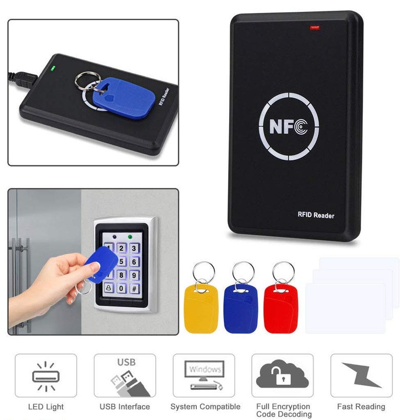 LEXI RFID NFC Duplicator, 125KHz Key fob Copier, RFID Smart Card Reader Writer, 13.56MHz Encrypted Programmer, USB Interface, with UID/T5577 Writable Key Cards and Software - Image 4