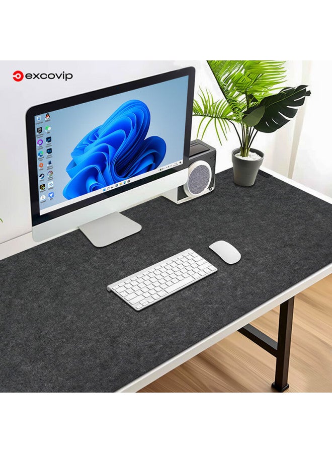 Exco Felt Mouse Pad, Extra Large Desk Mat 1400*700mm, Computer Desk Office Gaming Wear-resistant Thickened Keyboard Pad, Non-slip Rubber Bottom, Rollable And Portable, Black And Gray 0264 - Image 5