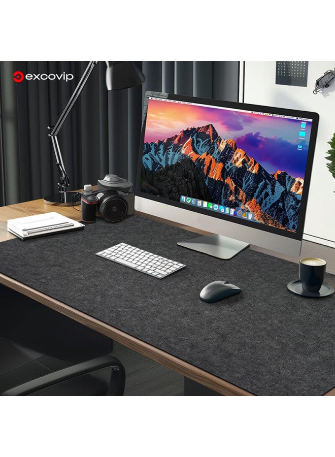 Exco Felt Mouse Pad, Extra Large Desk Mat 1400*700mm, Computer Desk Office Gaming Wear-resistant Thickened Keyboard Pad, Non-slip Rubber Bottom, Rollable And Portable, Black And Gray 0264 - Image 4