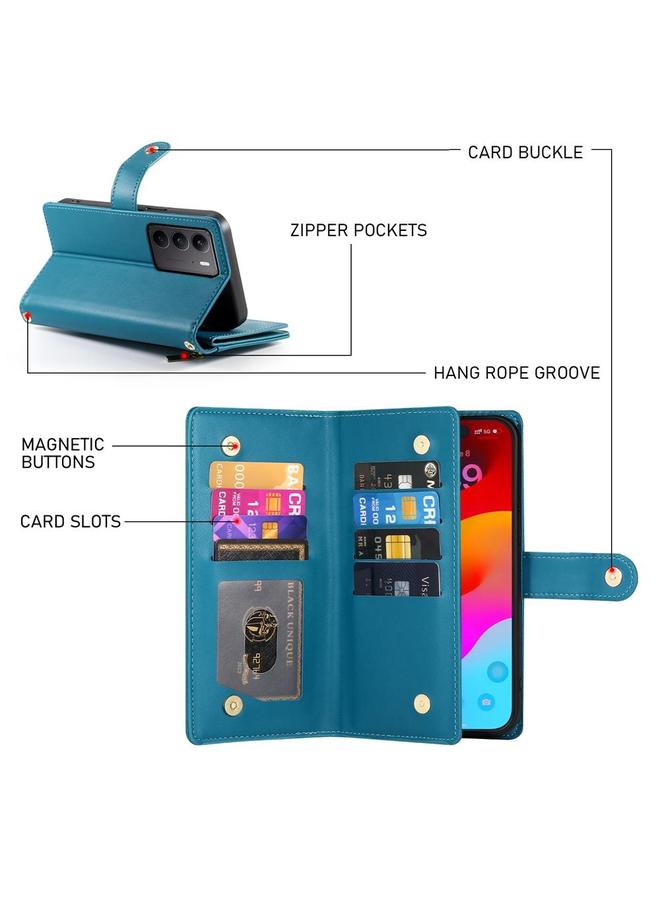 S-TOP Case For OPPO Reno13 F 4G / 5G Nine Card-slot Zipper Wallet Bag Leather Phone Case - Image 4