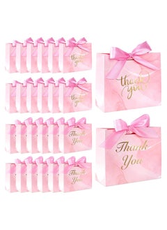 Joyelink 24PCS Small Thank You Gift Bags, Mini Party Favor Bags Pink Candy Bags Treat Boxes Paper Gift Bags with Bow Ribbon for Wedding Bridal Baby Shower Birthday Party  - Image 1