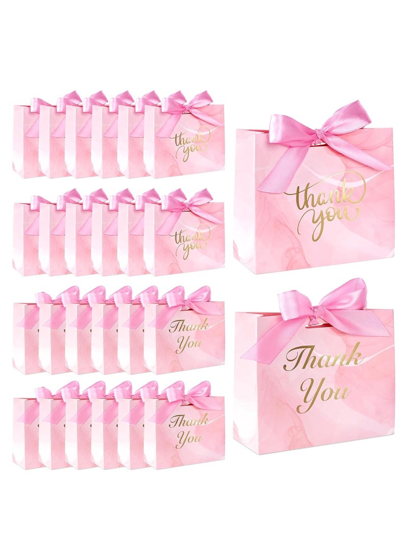 Joyelink 24PCS Small Thank You Gift Bags, Mini Party Favor Bags Pink Candy Bags Treat Boxes Paper Gift Bags with Bow Ribbon for Wedding Bridal Baby Shower Birthday Party  - Image 1