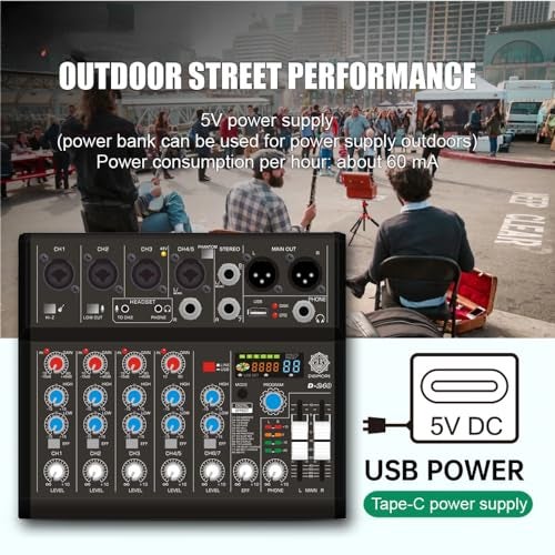 DIGIMORE 7 Channel Audio Mixer | DJ mixer Board | Bluetooth MP3 Mixer for Music With Sound Card Recording And 88 Kinds of DSP Digital Effects, USB Audio Interface for Karaoke (D-240) - Image 5