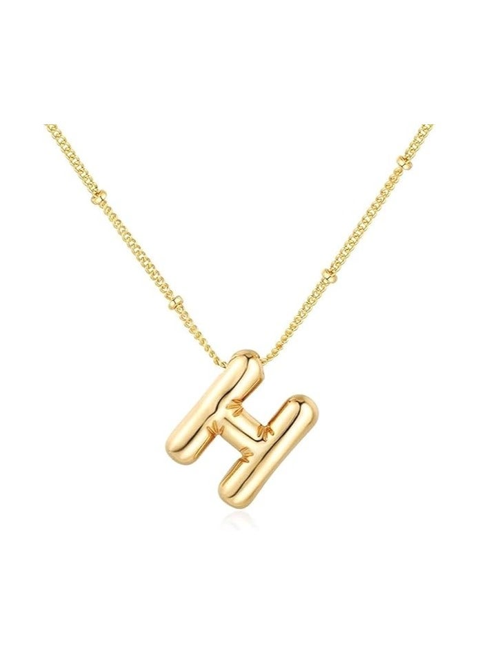 Fayrouz Jewellery 18K Yellow Gold Plated Real Gold Stainless Steel Necklace 26 Letters New Shiny Balloon Big Size A-Z Bubble Initials Wishbone Chain - Image 1
