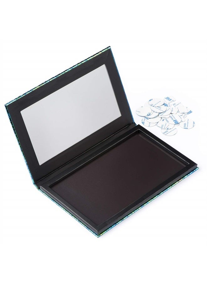 Allwon Magnetic Palette Mermaid Empty Makeup Palette with Mirror and 30Pcs Adhesive Empty Palette Metal Stickers for Eyeshadow Lipstick Blush Powder (Green) - Image 2
