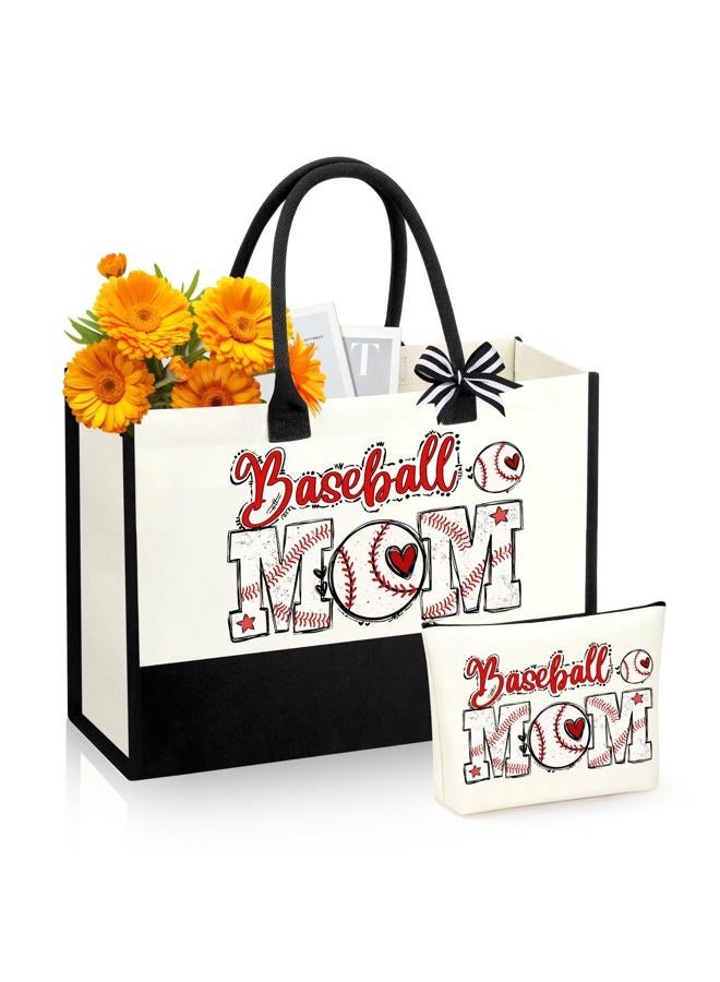 SiplyHaven Baseball Mom Gifts Tote Bags for Women Baseball Mom Essentials Bag Birthday Thanksgiving Christmas Gifts for Mama - Image 1