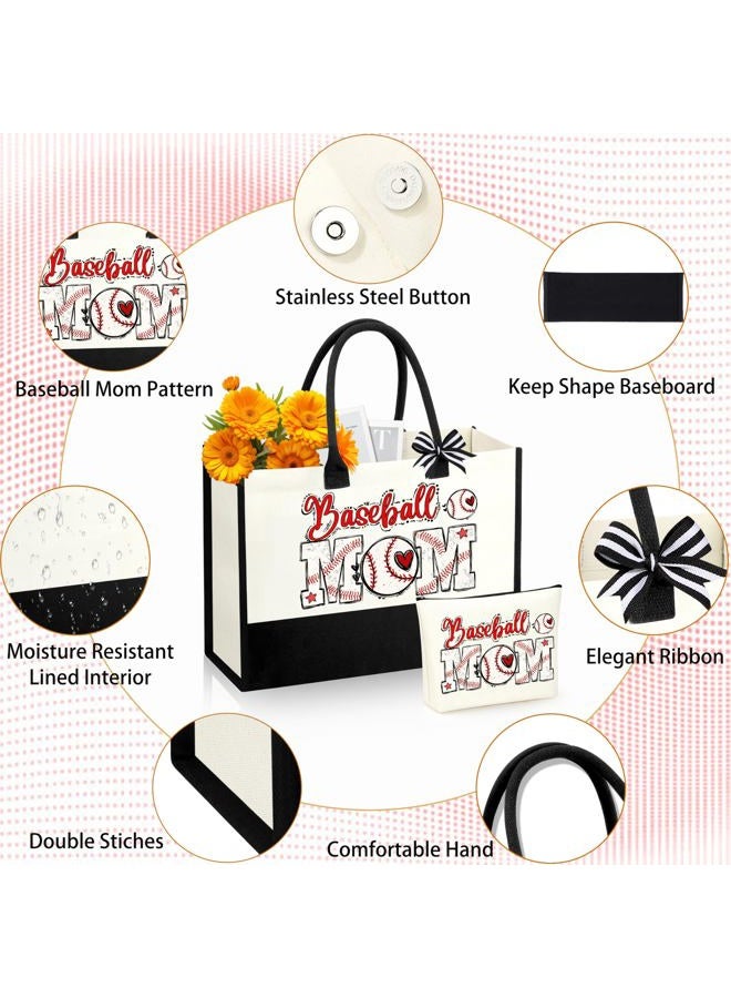 SiplyHaven Baseball Mom Gifts Tote Bags for Women Baseball Mom Essentials Bag Birthday Thanksgiving Christmas Gifts for Mama - Image 3