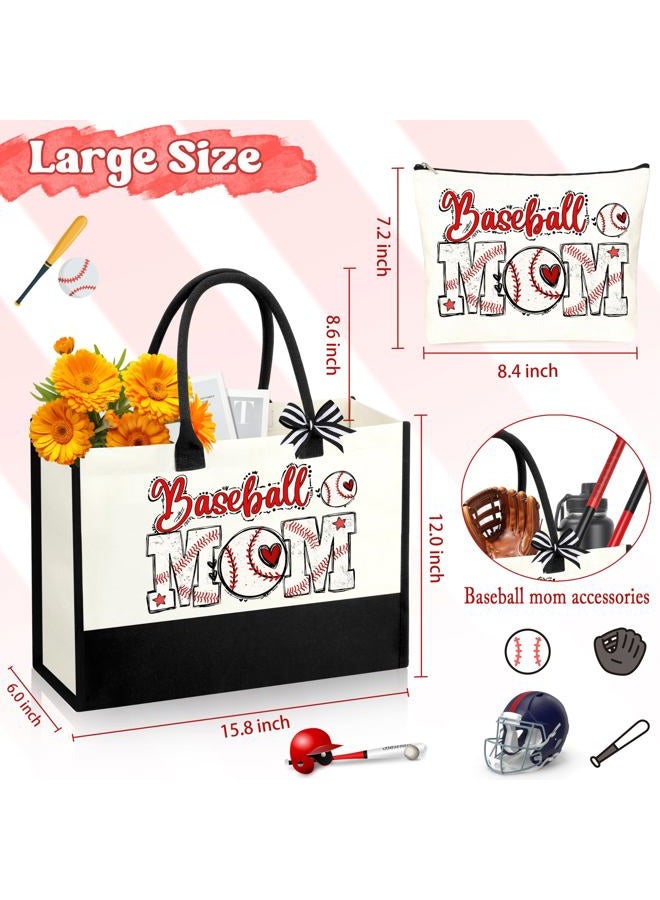 SiplyHaven Baseball Mom Gifts Tote Bags for Women Baseball Mom Essentials Bag Birthday Thanksgiving Christmas Gifts for Mama - Image 5