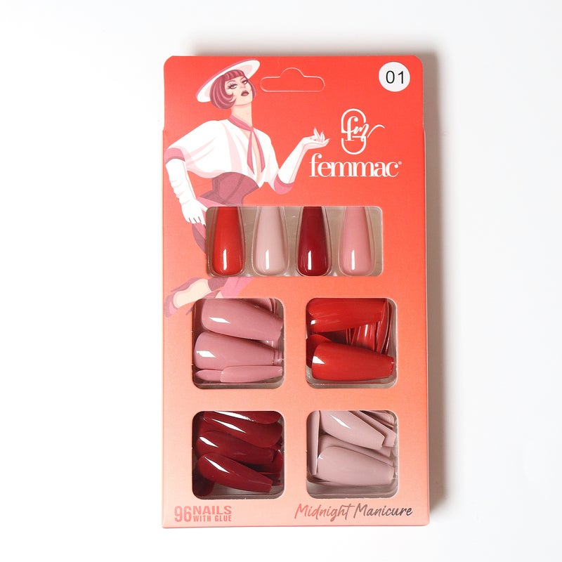 Midnight Manicure Press-On False Nails – Reusable, Lightweight, Salon Finish, 01 Cliff