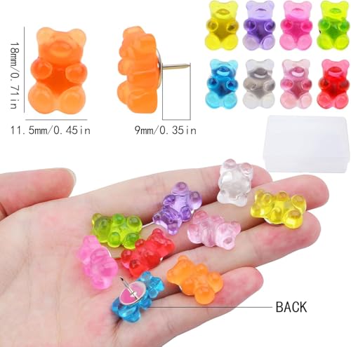 Mantianstar 25pcs Cute Little Bear Push Pins - Fun Colorful Bears Thumbtacks for Bulletin Board, Cork Board, Office & School - Adorable Decorative Drawing Pins for DIY, Memo Board & Wall Art. - Image 2