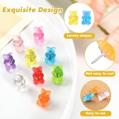 Mantianstar 25pcs Cute Little Bear Push Pins - Fun Colorful Bears Thumbtacks for Bulletin Board, Cork Board, Office & School - Adorable Decorative Drawing Pins for DIY, Memo Board & Wall Art. - Image 4
